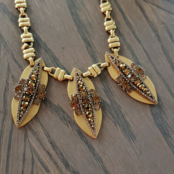 J. Crew Gold Rhinestone Necklace - Picture 2 of 4